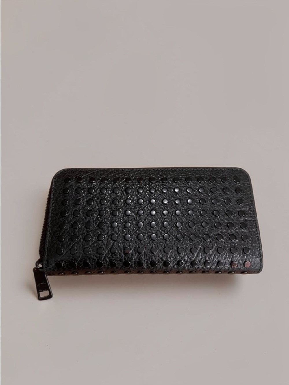 Coach Black Studded Zip-Around Leather Wallet